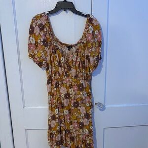 As U Wish Floral Mini Dress - Brown and Pink